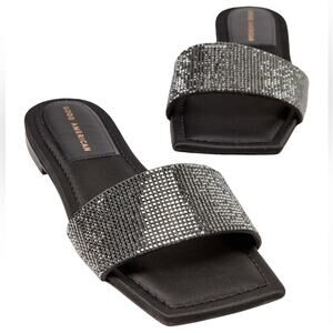 NIB! Good American Crystal Crush Shimmer Standout Slide Sandal - Size 7